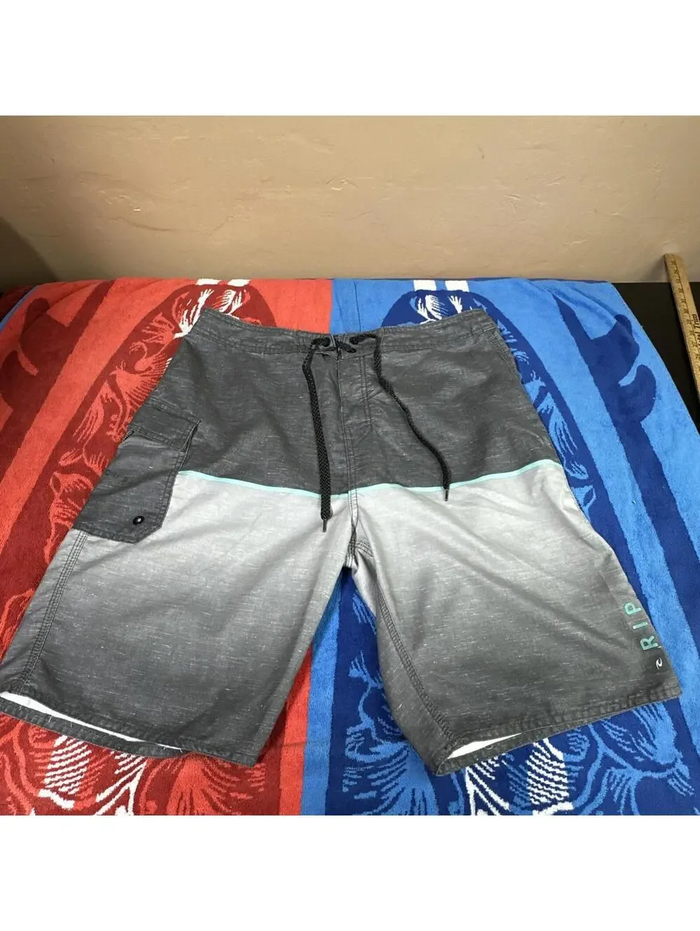 Ripcurl Men's Shorts Swim Trunks Surfing Beachwear Grey Drawstring Size 36